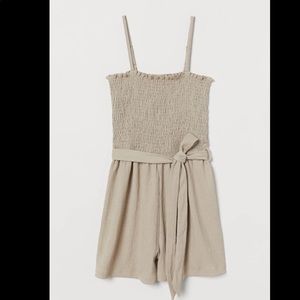 H&M Beige Smocked Romper NWOT Size M
